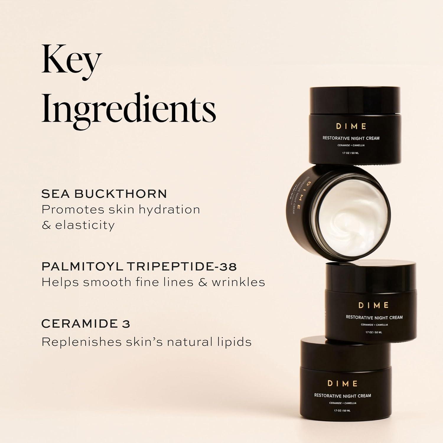 imageDIME Beauty Restorative Night Cream Facial Moisturizer with Ceramides and Sea Buckthorn 17 oz 50 ml in PumpPump