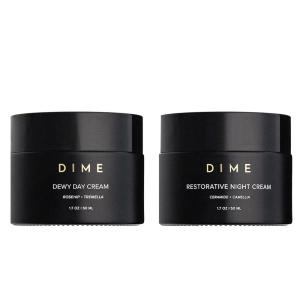 DIME Beauty Dewy Day Cream, Morning Face Moisturizer with Rosehip Oil and Tremella Snow Mushroom, 1.7 oz / 50 ml(Dewy Day Cream + Restorative Night Cream)