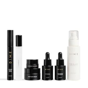 DIME Beauty Icons Collection – Travel Size Skincare Discovery Set Includes 7 Summers Perfume, Eyelash Boost Serum, Luminosity Eye, Glaze Body Oil, Hyaluronic Acid, Dewy Day Cream, TBT Serum
