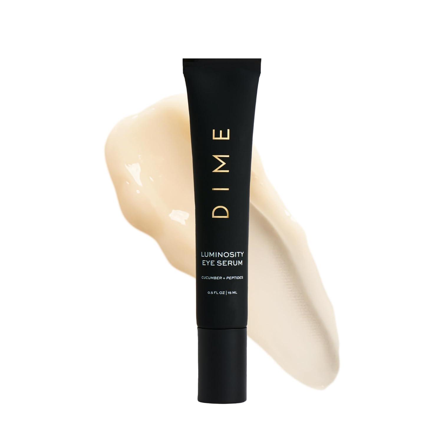 imageDIME Beauty Luminosity Eye Serum Caffeine Eye Cream for Dark Circles and Puffiness with Vitamin C Peptides and Goji Berry Brightening DePuffing Treatment Vegan CrueltyFree 05 oz 15 ml05 Ounce Pack of 1