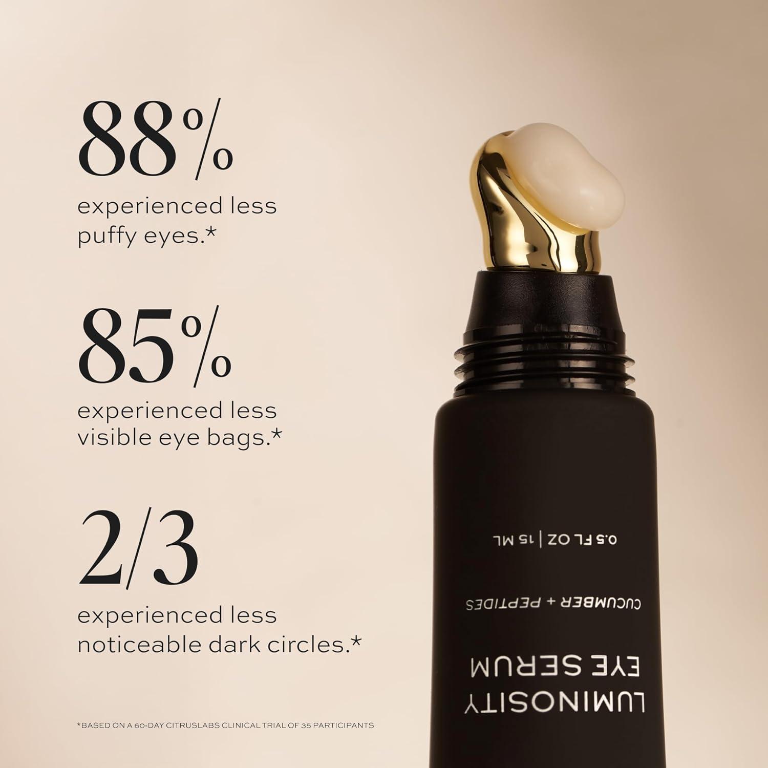 imageDIME Beauty Luminosity Eye Serum Caffeine Eye Cream for Dark Circles and Puffiness with Vitamin C Peptides and Goji Berry Brightening DePuffing Treatment Vegan CrueltyFree 05 oz 15 ml05 Ounce Pack of 1
