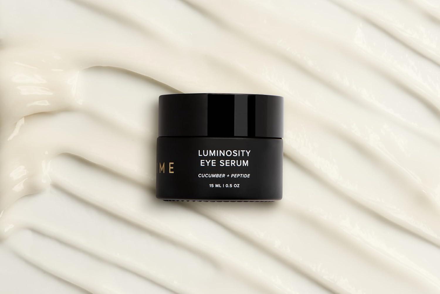 imageDIME Beauty Luminosity Eye Serum Caffeine Eye Cream for Dark Circles and Puffiness with Vitamin C Peptides and Goji Berry Brightening DePuffing Treatment Vegan CrueltyFree 05 oz 15 ml05 Ounce Pack of 1